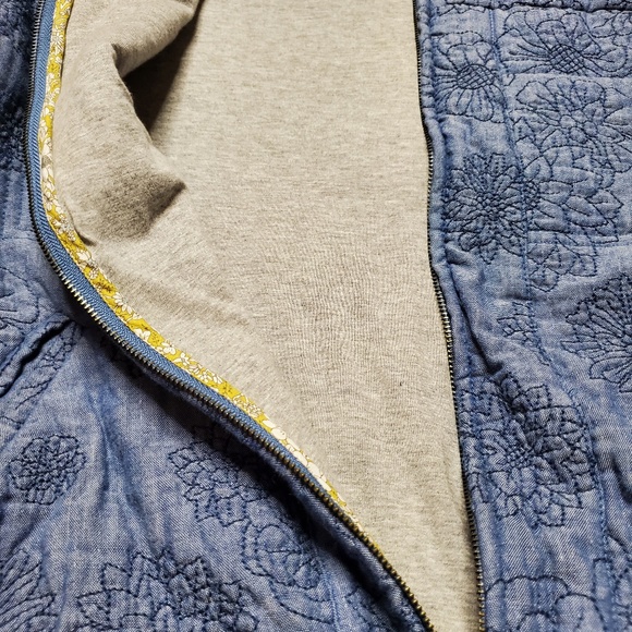 Anthropologie Lilka Floral Embroidered Denim Bomber Jacket Size S - Picture 5 of 14
